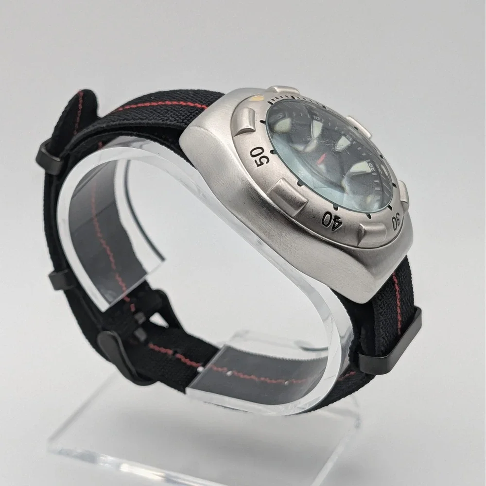 Benrus W1512 Quartz Diver Style Watch Black Dial NATO Strap 43mm Date Lume - Picture 8 of 10